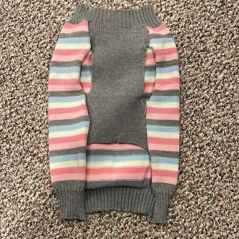 Pink/Blue/White Striped Pet Sweater